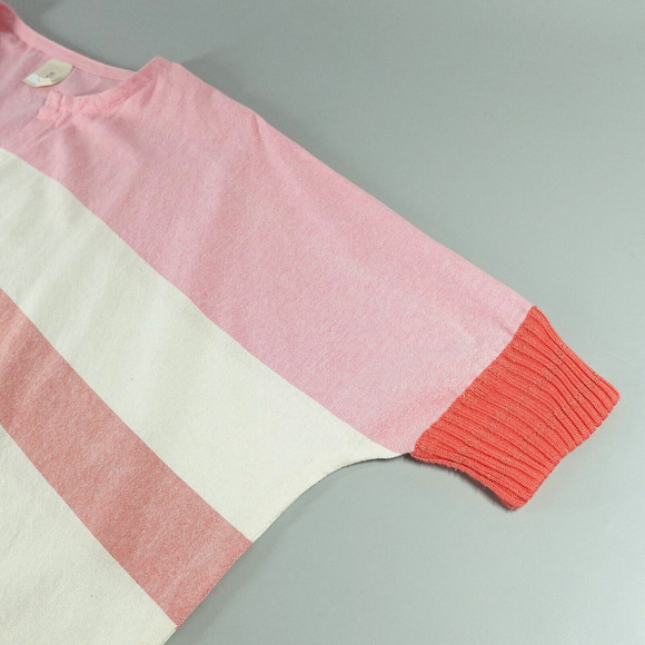 Women Open Front Cardigan Topper OS Pink Striped Oversized Resort Vacation - Picture 16 of 16